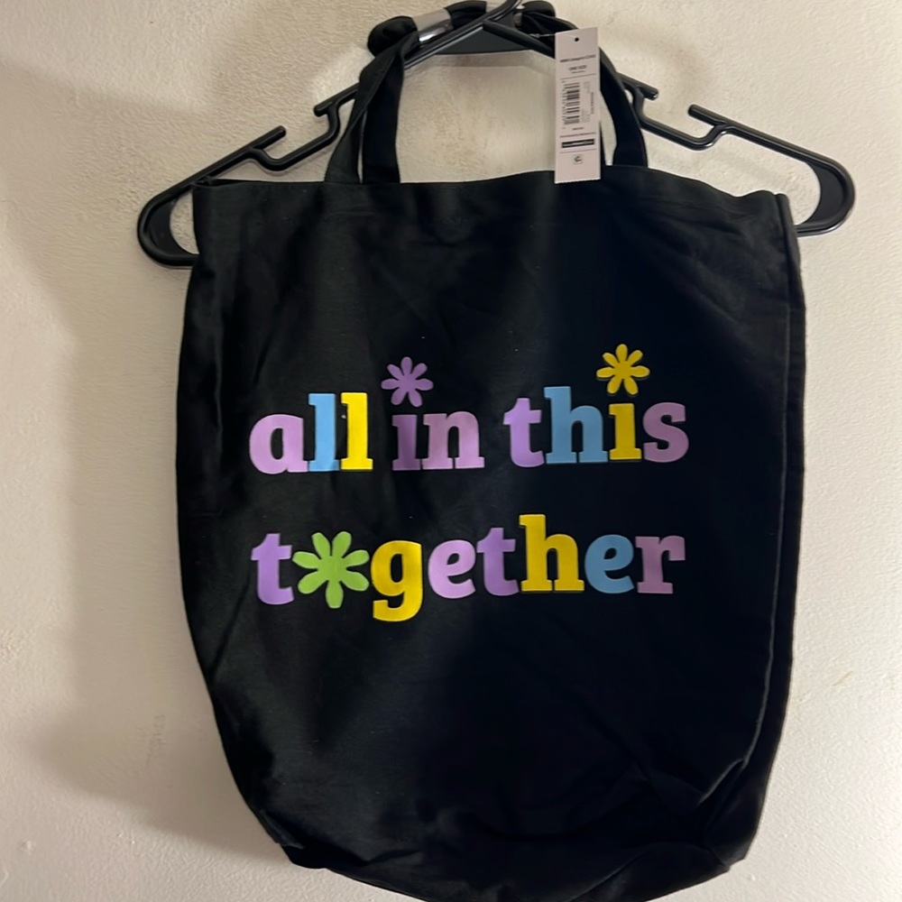 NEW CLOTH REUSABLE TOTE CARRY BAG "WE'RE ALL IN THIS TOGETHER"